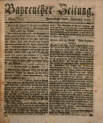 Bayreuther Zeitung Donnerstag 6. September 1792