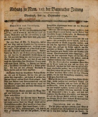 Bayreuther Zeitung Montag 24. September 1792