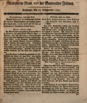 Bayreuther Zeitung Freitag 28. September 1792