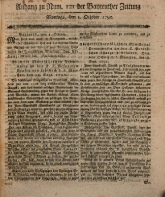 Bayreuther Zeitung Montag 1. Oktober 1792