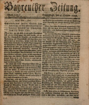 Bayreuther Zeitung Donnerstag 4. Oktober 1792