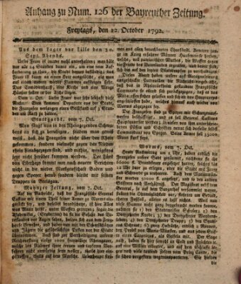 Bayreuther Zeitung Freitag 12. Oktober 1792