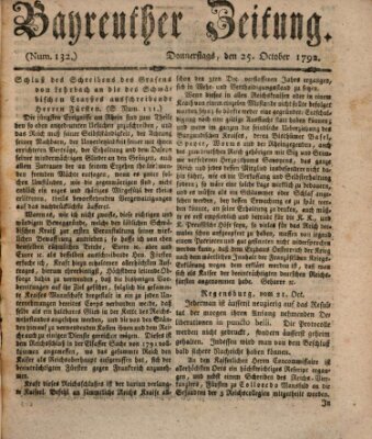 Bayreuther Zeitung Donnerstag 25. Oktober 1792