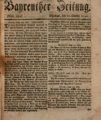 Bayreuther Zeitung Dienstag 30. Oktober 1792