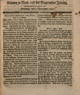 Bayreuther Zeitung Freitag 9. November 1792