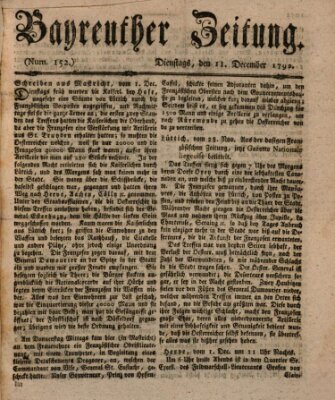 Bayreuther Zeitung Dienstag 11. Dezember 1792