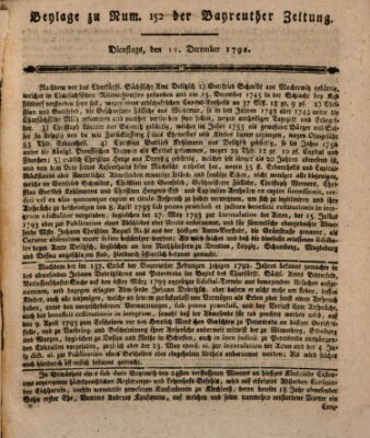 Bayreuther Zeitung Dienstag 11. Dezember 1792