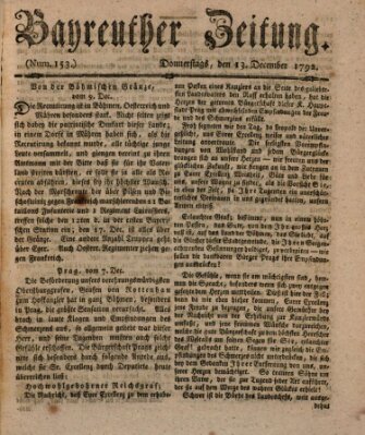 Bayreuther Zeitung Donnerstag 13. Dezember 1792