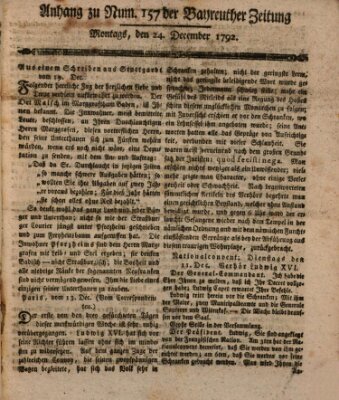 Bayreuther Zeitung Montag 24. Dezember 1792