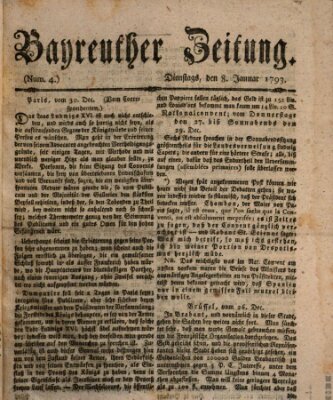 Bayreuther Zeitung Dienstag 8. Januar 1793