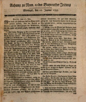 Bayreuther Zeitung Montag 28. Januar 1793