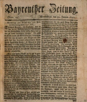 Bayreuther Zeitung Donnerstag 31. Januar 1793