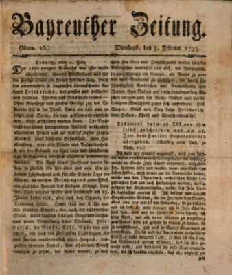 Bayreuther Zeitung Dienstag 5. Februar 1793