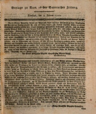 Bayreuther Zeitung Dienstag 5. Februar 1793