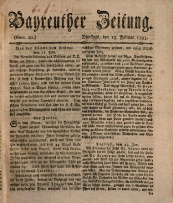 Bayreuther Zeitung Dienstag 19. Februar 1793