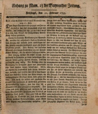 Bayreuther Zeitung Freitag 22. Februar 1793