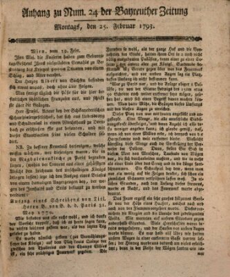 Bayreuther Zeitung Montag 25. Februar 1793