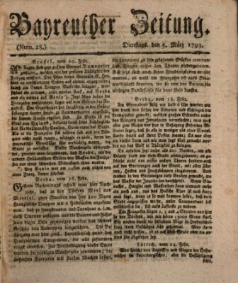 Bayreuther Zeitung Dienstag 5. März 1793