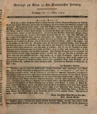 Bayreuther Zeitung Dienstag 12. März 1793