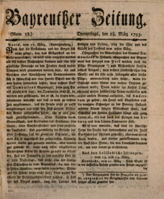 Bayreuther Zeitung Donnerstag 28. März 1793