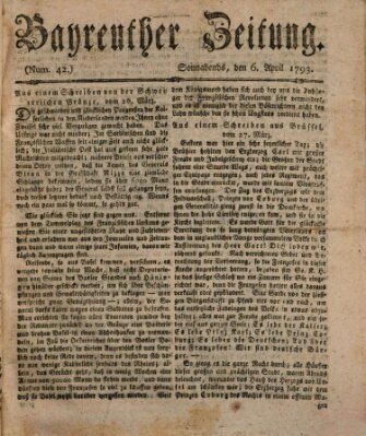 Bayreuther Zeitung Samstag 6. April 1793