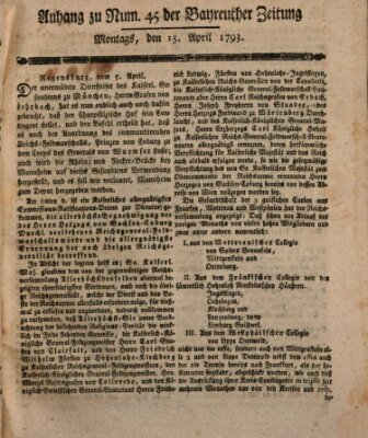 Bayreuther Zeitung Montag 15. April 1793