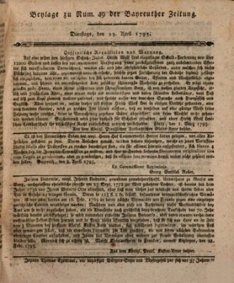 Bayreuther Zeitung Dienstag 23. April 1793