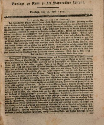 Bayreuther Zeitung Dienstag 30. April 1793