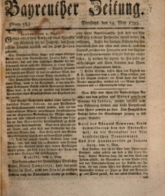 Bayreuther Zeitung Dienstag 14. Mai 1793