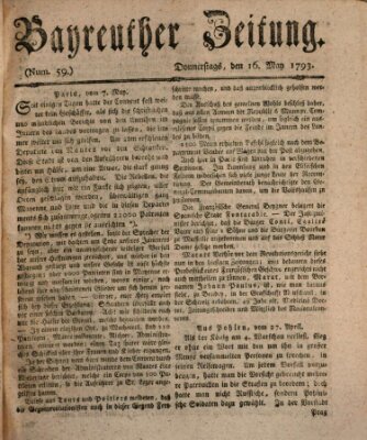 Bayreuther Zeitung Donnerstag 16. Mai 1793