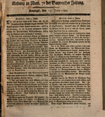 Bayreuther Zeitung Freitag 14. Juni 1793