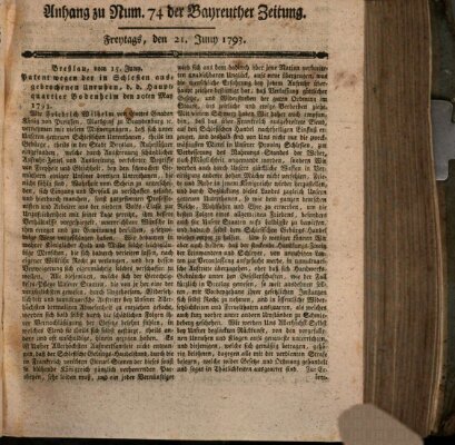 Bayreuther Zeitung Freitag 21. Juni 1793