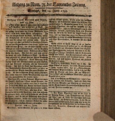 Bayreuther Zeitung Montag 24. Juni 1793