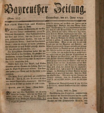 Bayreuther Zeitung Donnerstag 27. Juni 1793