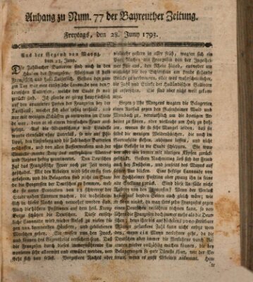 Bayreuther Zeitung Freitag 28. Juni 1793