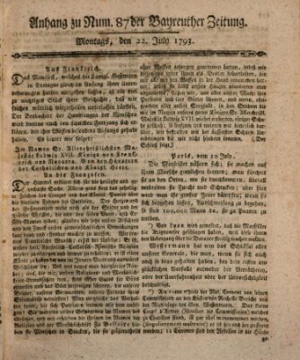 Bayreuther Zeitung Montag 22. Juli 1793