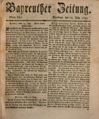 Bayreuther Zeitung Dienstag 23. Juli 1793