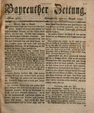 Bayreuther Zeitung Samstag 10. August 1793