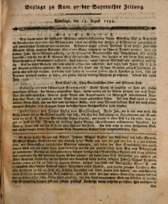 Bayreuther Zeitung Dienstag 13. August 1793