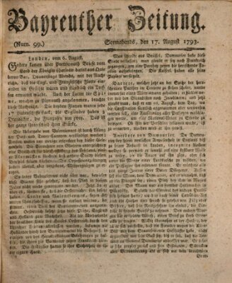 Bayreuther Zeitung Samstag 17. August 1793