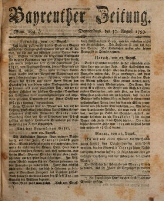 Bayreuther Zeitung Freitag 30. August 1793