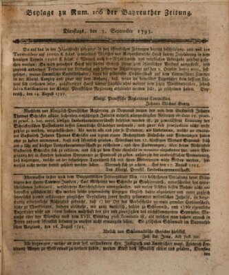 Bayreuther Zeitung Dienstag 3. September 1793