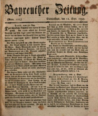 Bayreuther Zeitung Donnerstag 12. September 1793