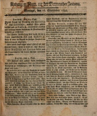 Bayreuther Zeitung Montag 16. September 1793