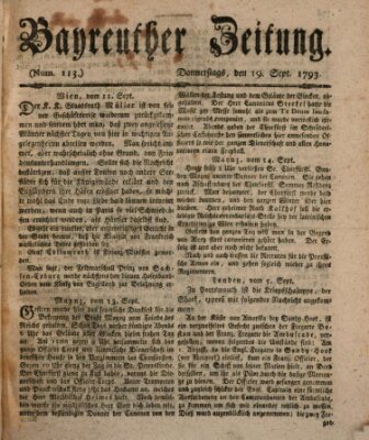 Bayreuther Zeitung Donnerstag 19. September 1793