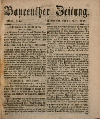 Bayreuther Zeitung Samstag 21. September 1793