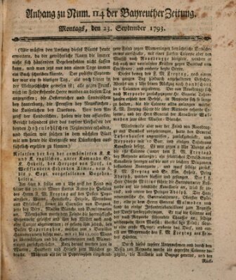 Bayreuther Zeitung Montag 23. September 1793