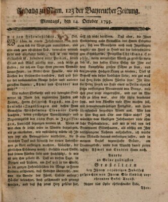 Bayreuther Zeitung Montag 14. Oktober 1793