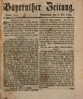 Bayreuther Zeitung Donnerstag 17. Oktober 1793