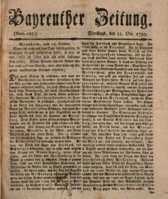 Bayreuther Zeitung Dienstag 22. Oktober 1793